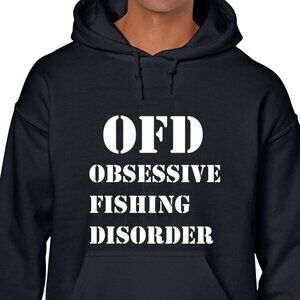 New Obsessive Fishing Disorder Black Hoodie Fleece Sweatshirt